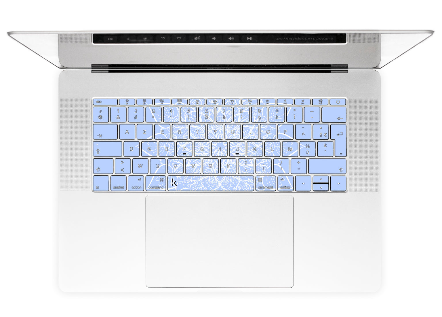 Bluish White Mandala MacBook Keyboard Stickers alternate French keyboard