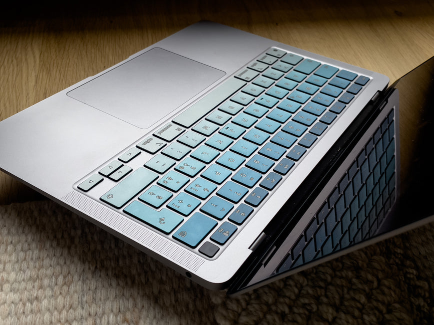MacBook Keyboard Stickers - Metallic Blue Ombre Color